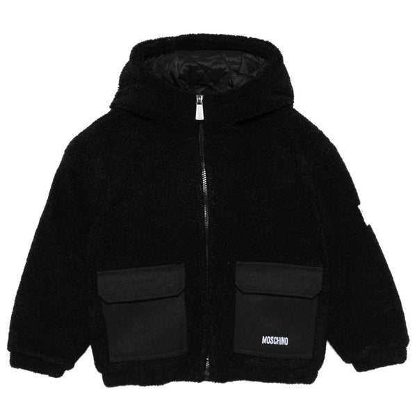 Unisex Black Embroidered-Logo Jacket