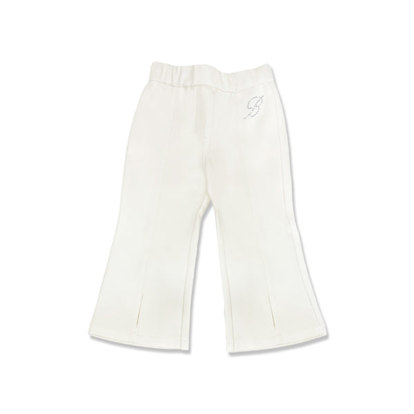 Girls Ivory Crystal-Logo Flared Trouser