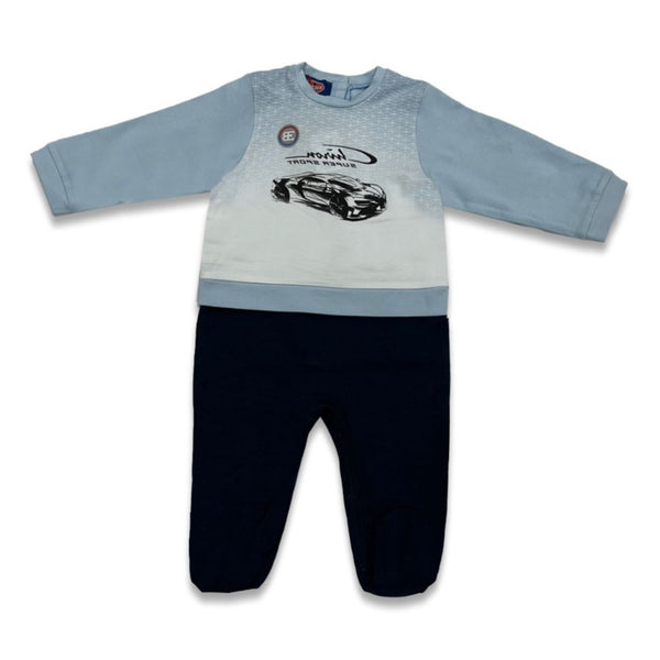 Baby Boys Blue Sports Car Print Romper