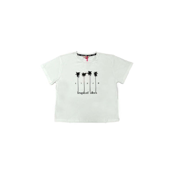 Girls White Cotton Half Sleeves T-Shirt