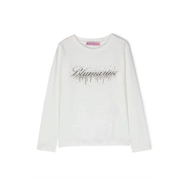 Girls White Rhinestone-Embellished Logo T-Shirt