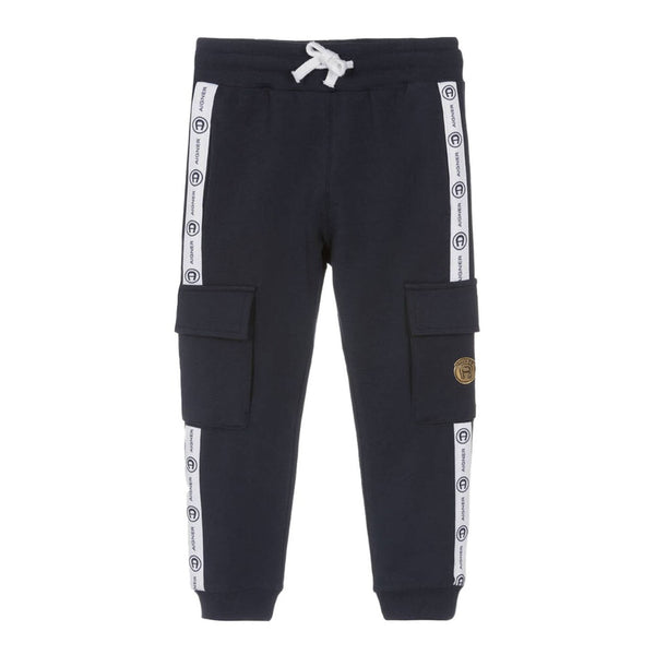 Boys Navy Blue Logo Cargo Joggers