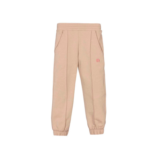 Girls Beige Cotton Joggers