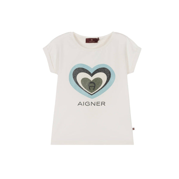 Girls Cream Logo Print T-Shirt