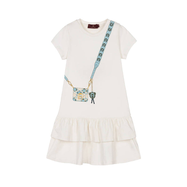 Girls Ivory Cotton Crossbody Bag Dress