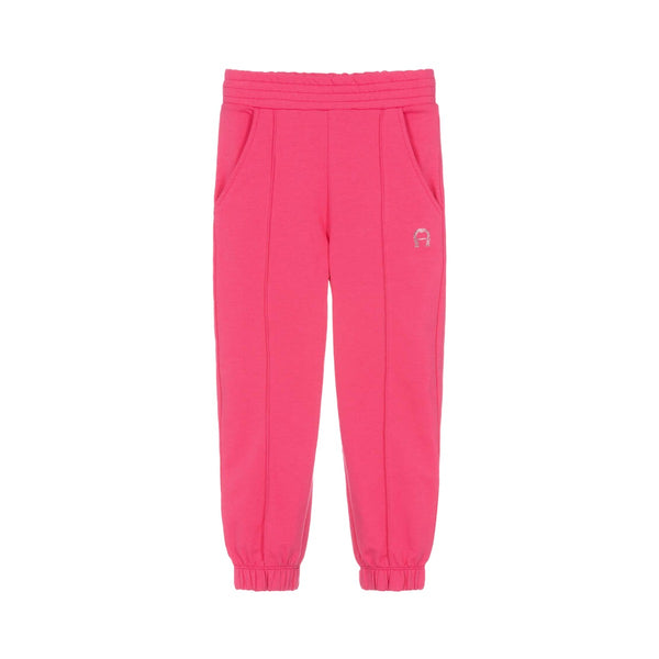 Girls Pink Logo Cotton Joggers