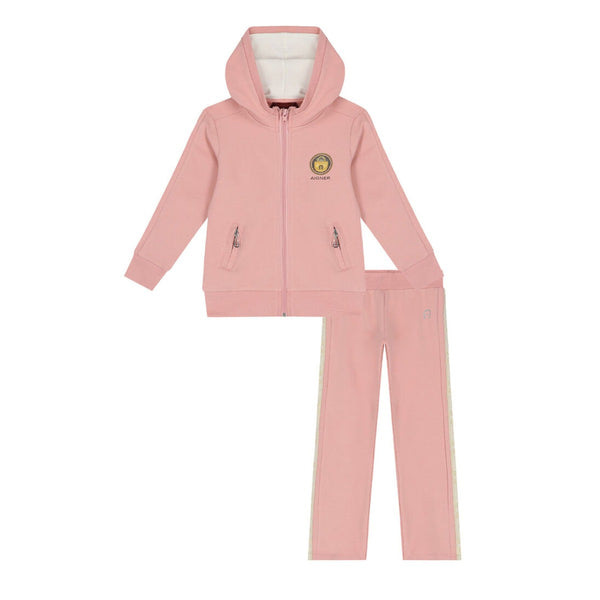 Girls Pink Cotton Logo Tracksuit