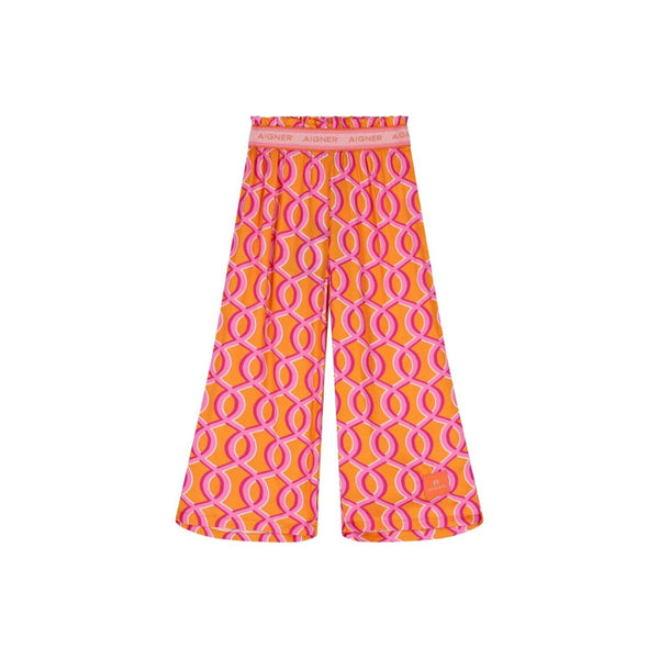 Girls Pink & Orange Printed Trouser