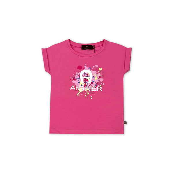 Girls Pink Logo-Print Cotton T-shirt