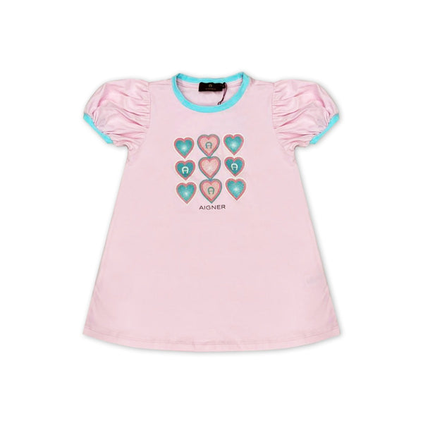 Girls Pink Logo-Print Cotton Dress