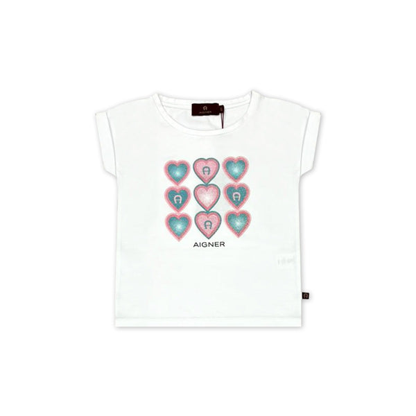 Girls White Logo-Print T-Shirt