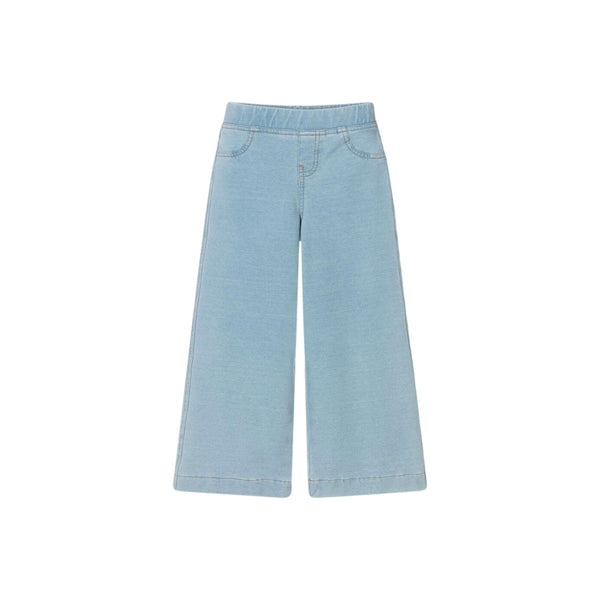 Girls Denim Pale Blue Wide Leg Trousers