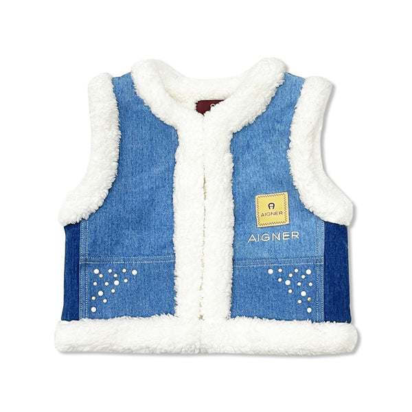 Baby Girls Denim Puffer Waistcoat