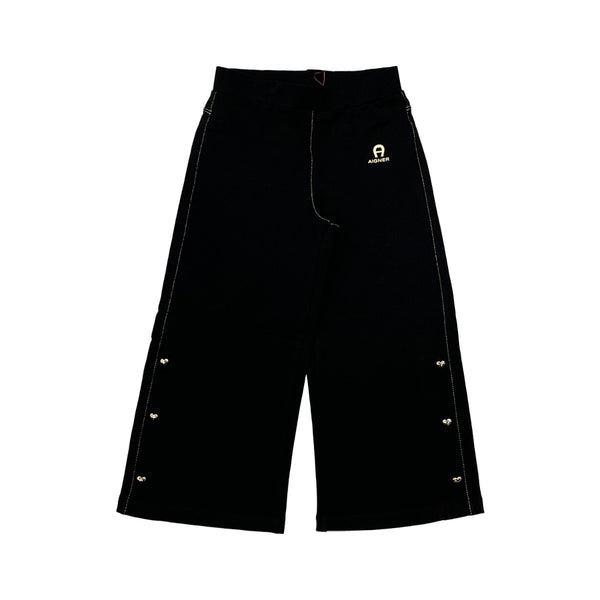 Girls Black Wide Leg Jersey Trousers