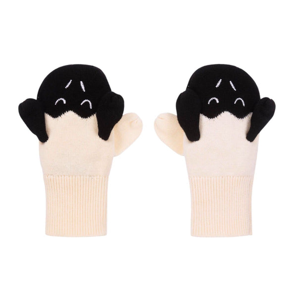Ivory & Black Knitted Sheep Gloves