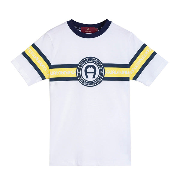 Boys White Cotton Logo T-Shirt