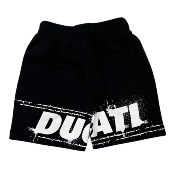 Boys Black Cotton Logo Shorts