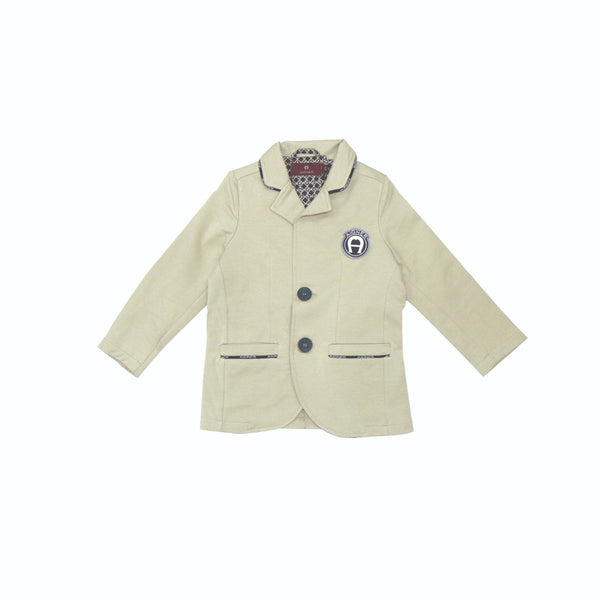 Boys Beige Jersey Logo Blazer