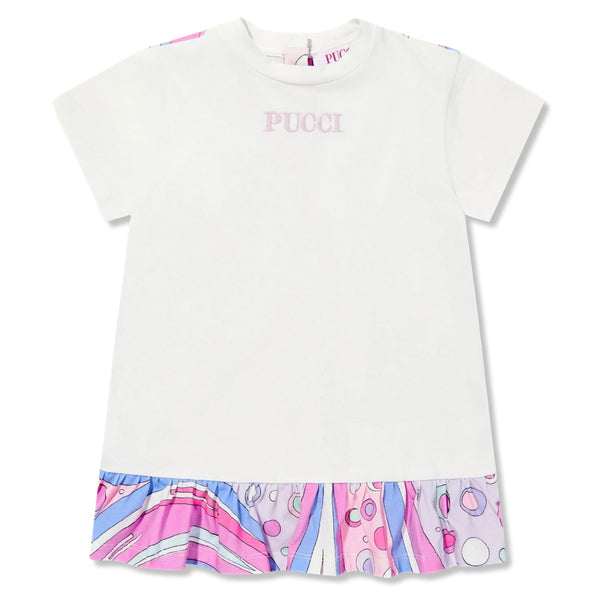 Baby Girls White Logo-Print Dress