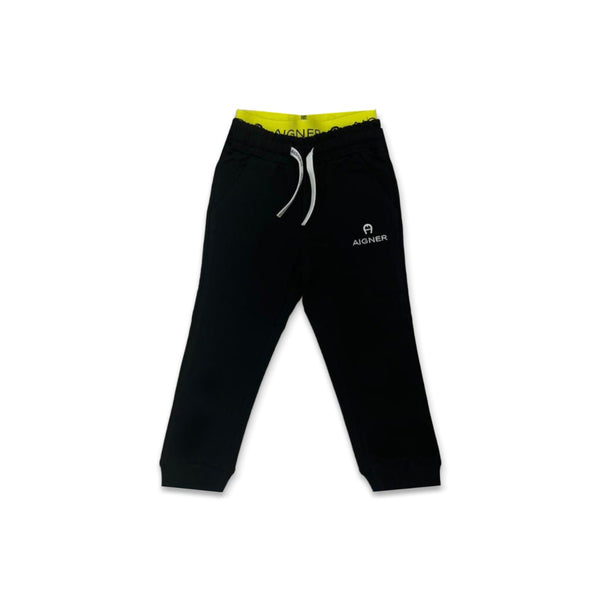 Boys Black Cotton Logo Joggers