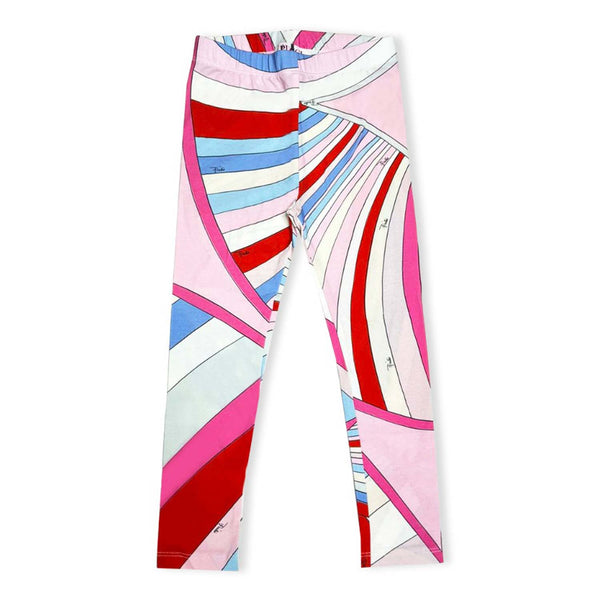Girls Pink Cotton Iride Print Leggings