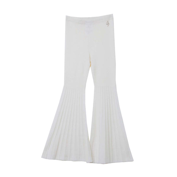 Girls Ivory Logo-Plaque Wide Trousers