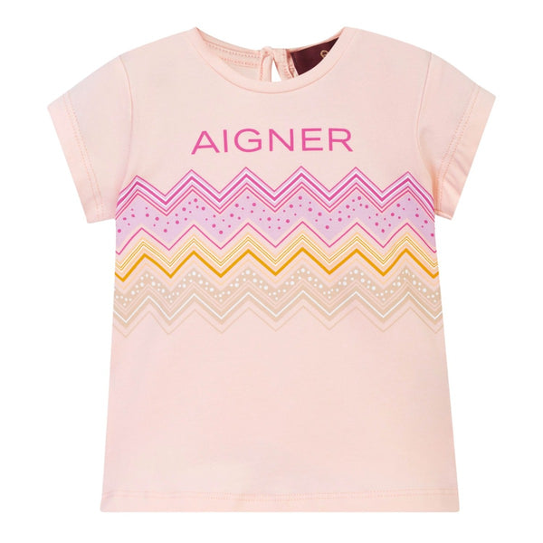 Baby Girls Pink Logo-Print Cotton T-Shirt