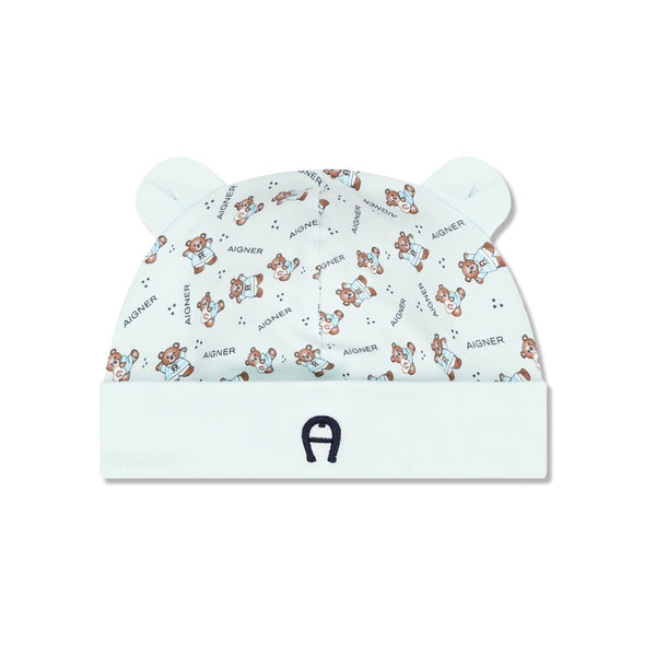 Baby Boys Blue Teddy Bear-Print Hat