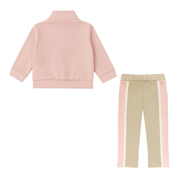 Baby Girls Pink Zip-Up Logo-Print Tracksuits