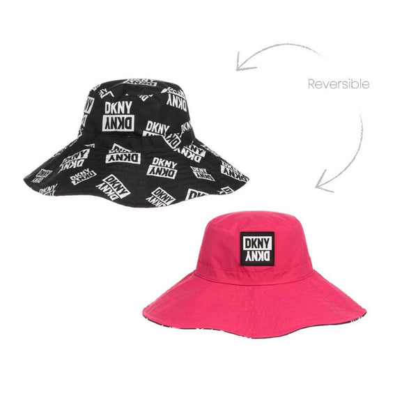 Girls Black and Pink Reversible Sun Hat