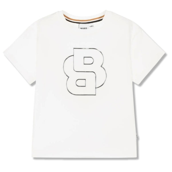Girls White Double B Monogram T-Shirt