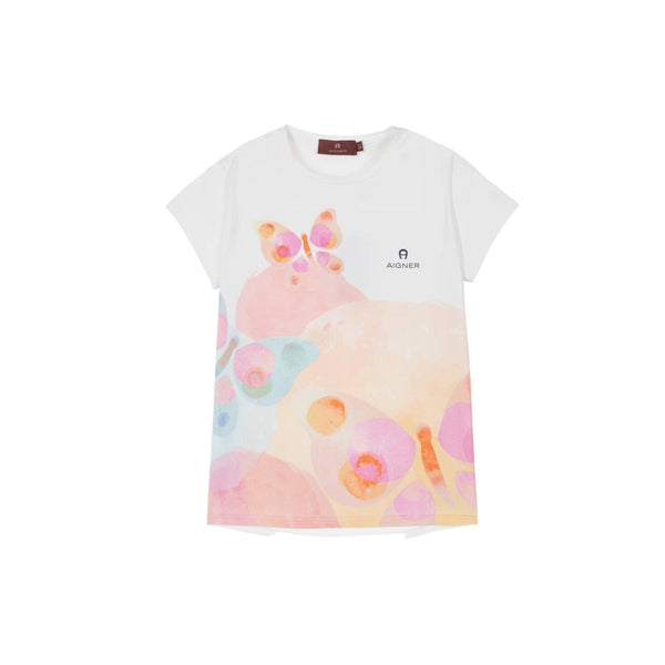 Girls White Butterfly T-Shirt