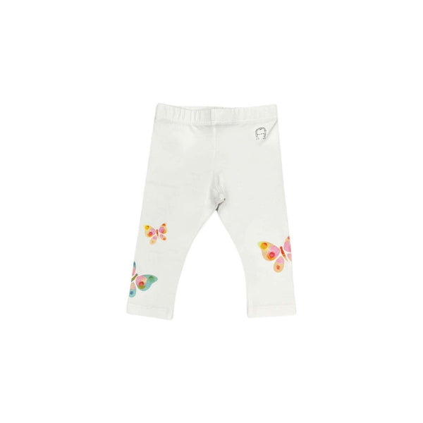 Girls White Cotton Butterfly leggings