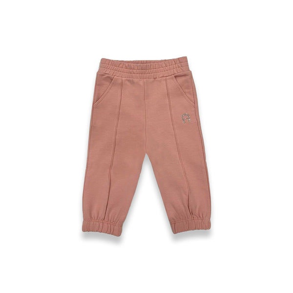 Baby Girls Pink Cotton Logo Trouser