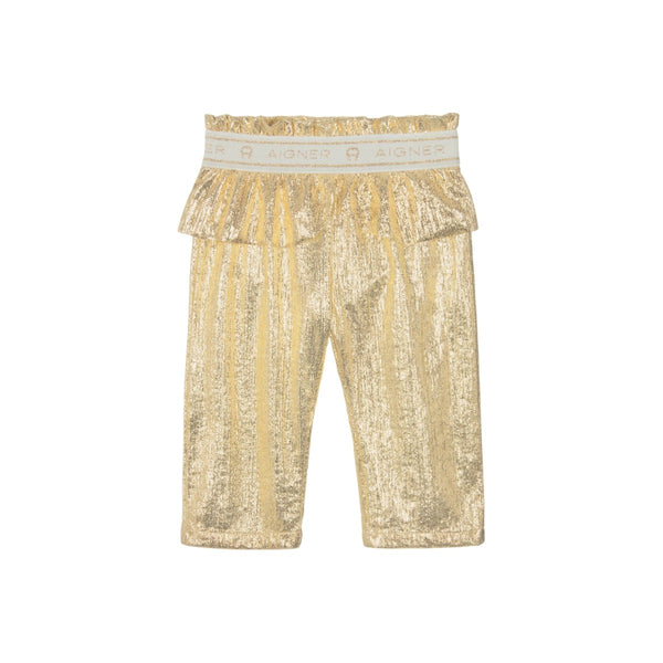 Baby Girls Gold Peplum Trousers
