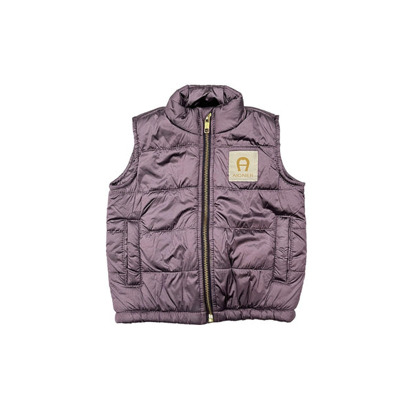 Baby Girls Purple Logo-Patch Puffer Gilet