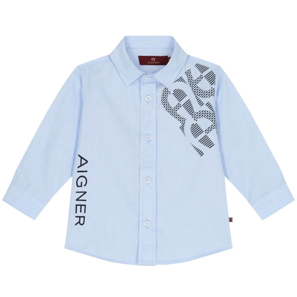 Baby Boys Blue Logo-Print Shirt