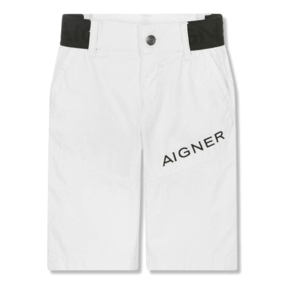 Baby Boys White Logo-Print Shorts