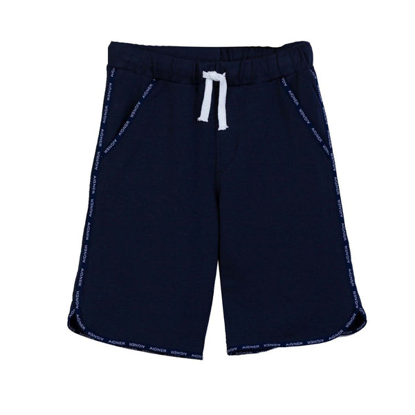 Baby Boys Navy Logo Stripe Bermuda