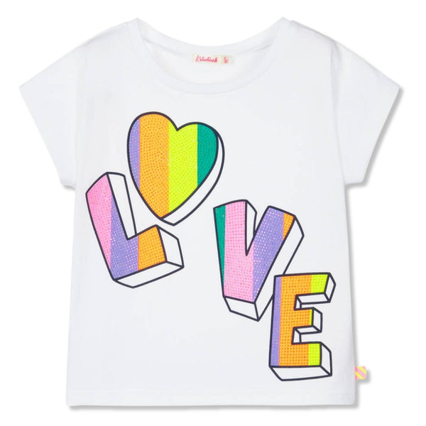 Girls White 'LOVE' Graphic Print T-Shirt