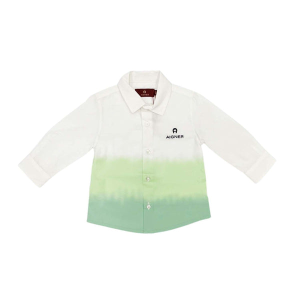 Baby Boys Green & White Tie-Dye Shirt