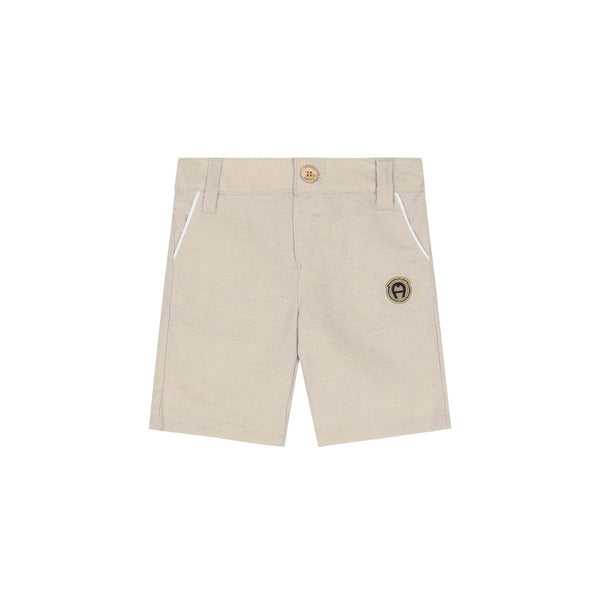 Boys Beige Cotton Logo Short