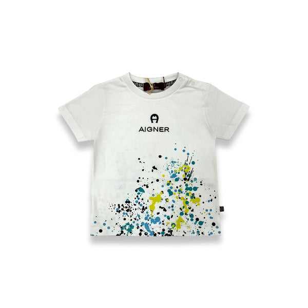 Baby Boys White Paint-Effect T-Shirt