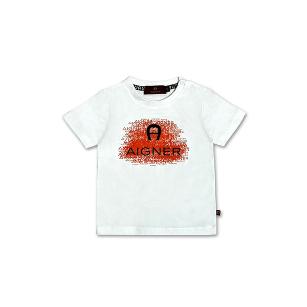 Baby Unisex White Logo-Print T-Shirts