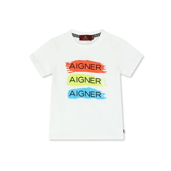 Baby Boys White Painted Stripes T-Shirt