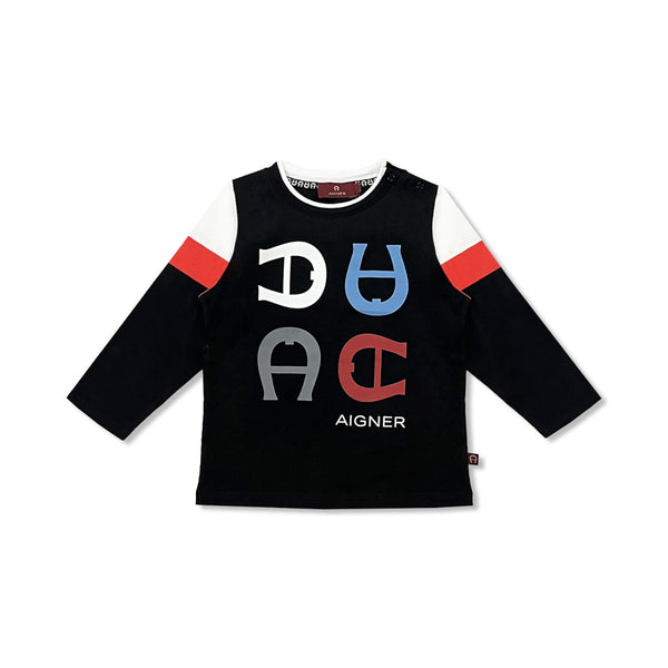 Baby Boys Black Logo-Print Cotton T-Shirt