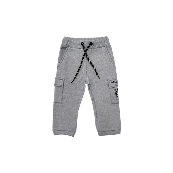 Baby Boys Grey Embroidery-Logo Trouser