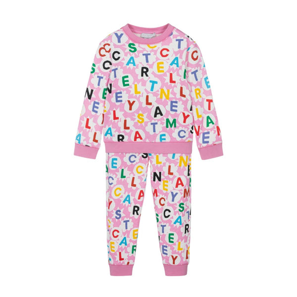 Girls Pink Letters-Logo Tracksuit