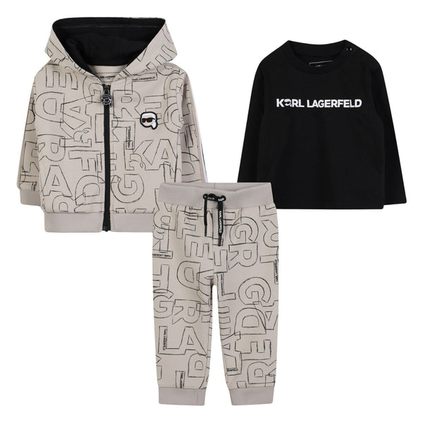 Boys Beige Logo-Print Tracksuit