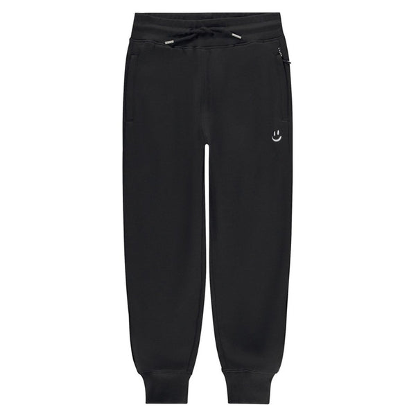 Girls Black Smile Logo Print Sweatpant